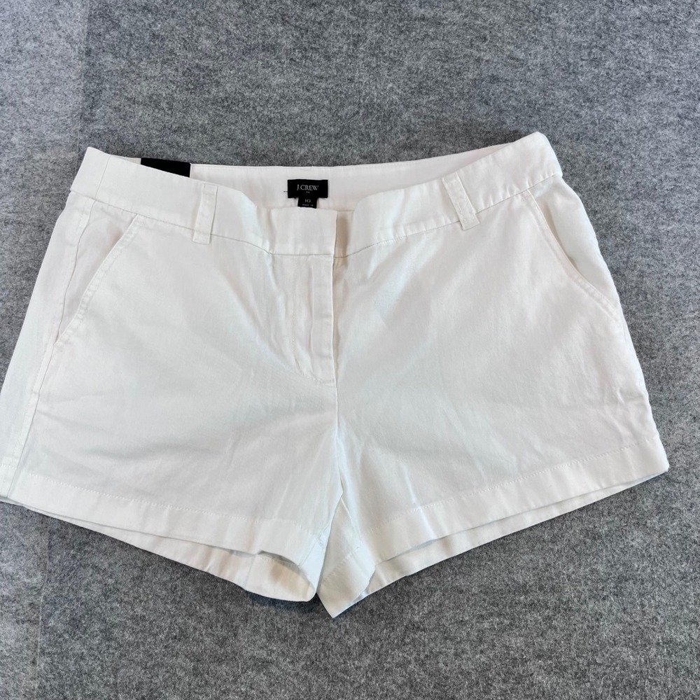 J.Crew Women 3.5" Chino Shorts White Preppy Coastal Summer 10 Mid Rise Twill